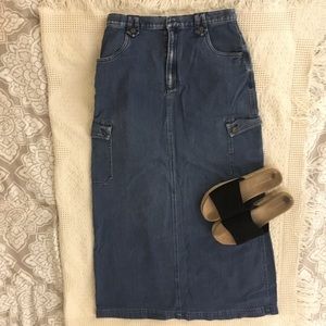 Long stylish denim skirt